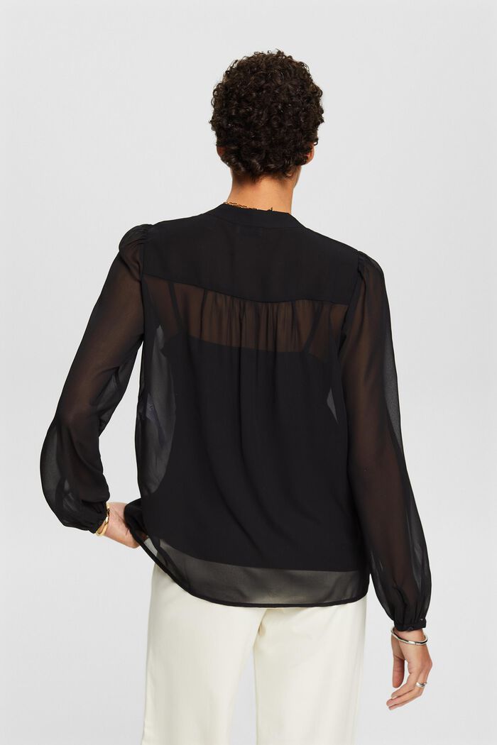 Chiffon blouse met lange mouwen, BLACK, detail image number 3