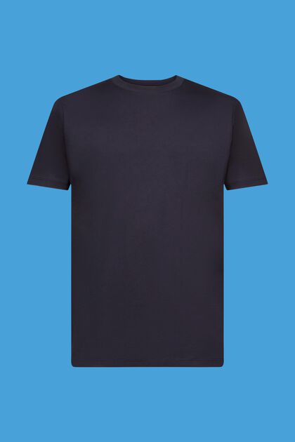 T-shirt met ronde hals van zuiver katoen, NAVY, overview