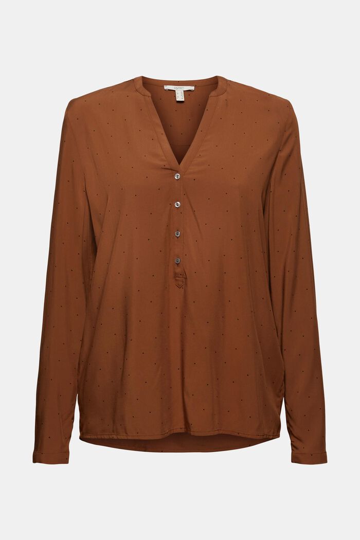Henley blouse van LENZING™ ECOVERO™, TOFFEE, detail image number 0
