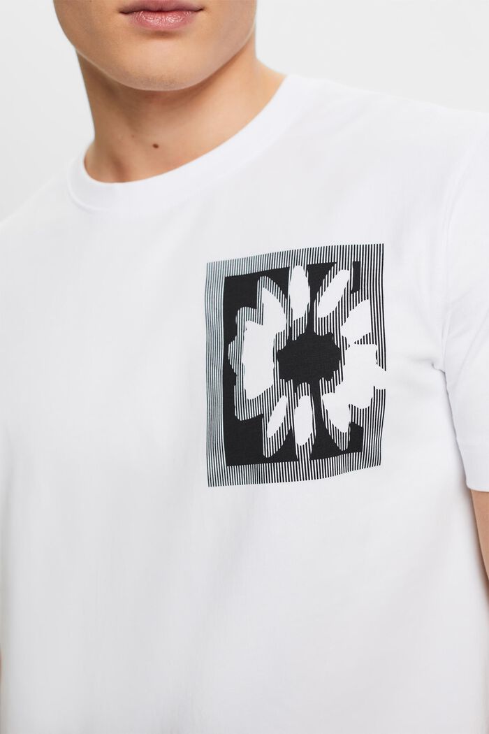 T-shirt met logo en bloemenprint, WHITE, detail image number 2