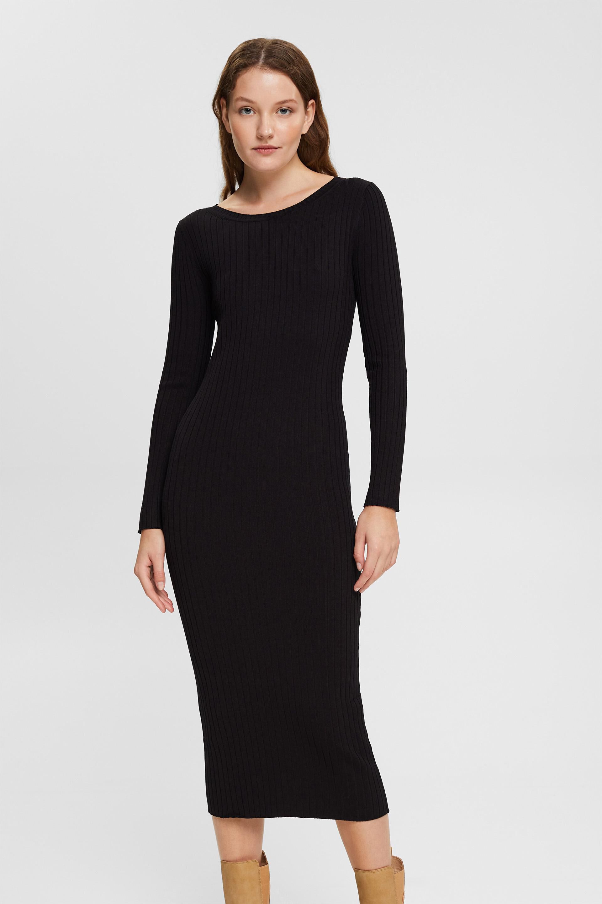 Esprit Gebreide jurk zwart casual uitstraling Mode Jurken Gebreide jurken