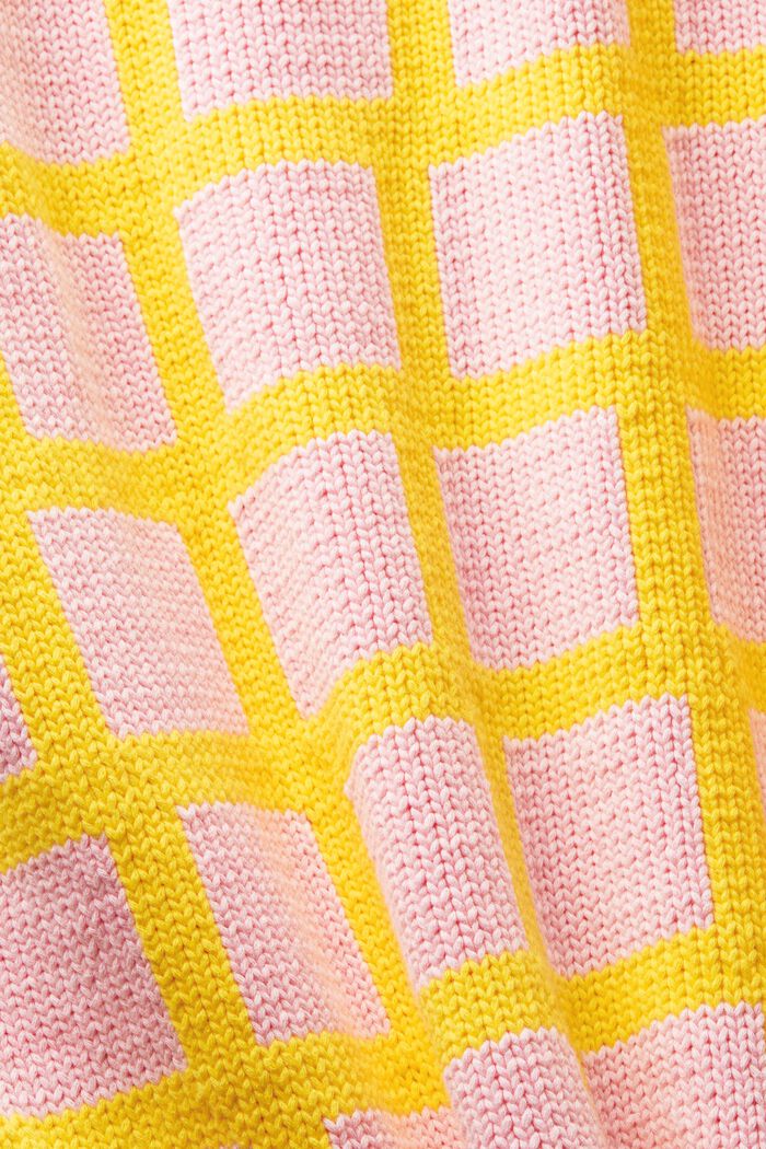 Grofgebreide trui met logo en raster, YELLOW, detail image number 5