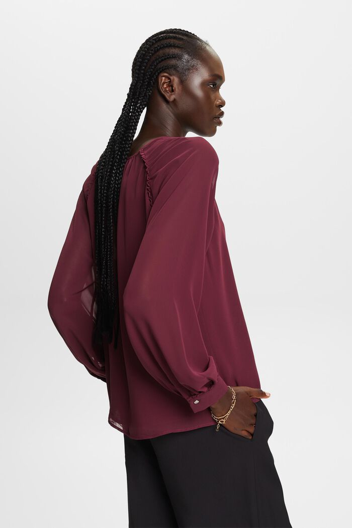 Gerecycled: chiffon blouse, AUBERGINE, detail image number 3