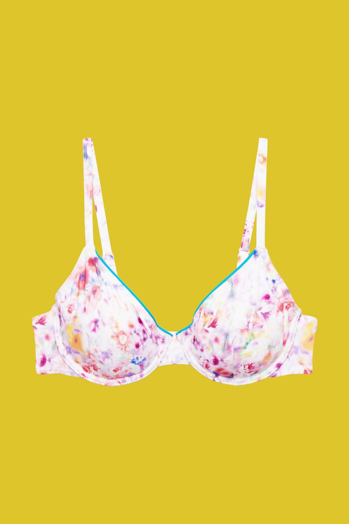 Haut de bikini à armatures à imprimé à fleurs, TEAL BLUE, detail image number 4