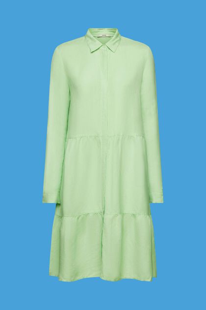 Mini robe-chemise en lin mélangé, CITRUS GREEN, overview