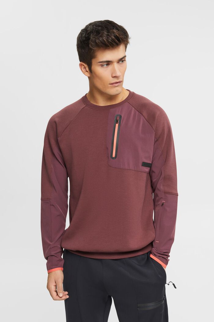 Sweatshirt met ritsvak op de borst, BORDEAUX RED, detail image number 0