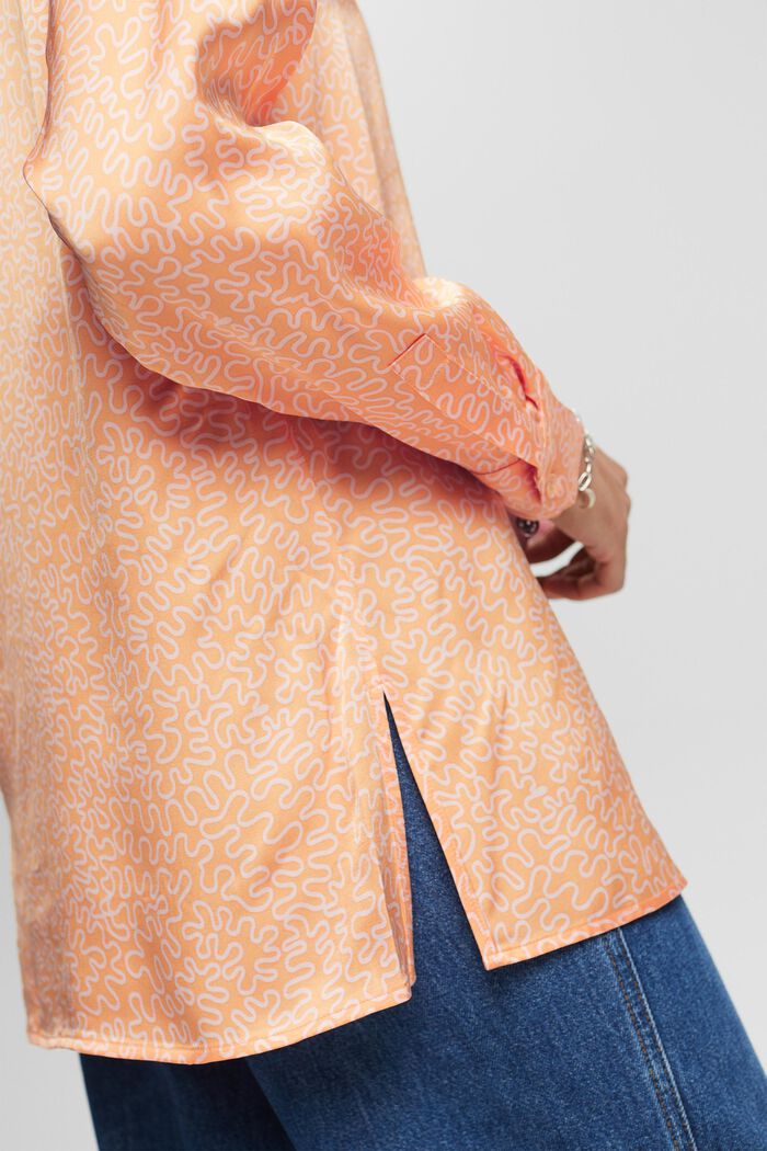 Satijnen blouse met print, PASTEL ORANGE, detail image number 4