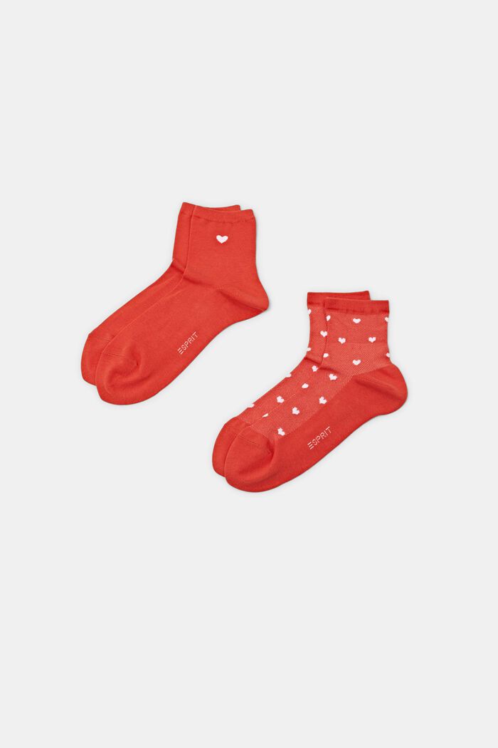 Set van 2 paar sokken met hartjesprint, ORANGE, detail image number 0