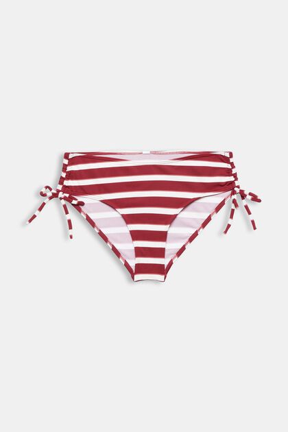 Gestreept bikinibroekje met middelhoge band, DARK RED, overview