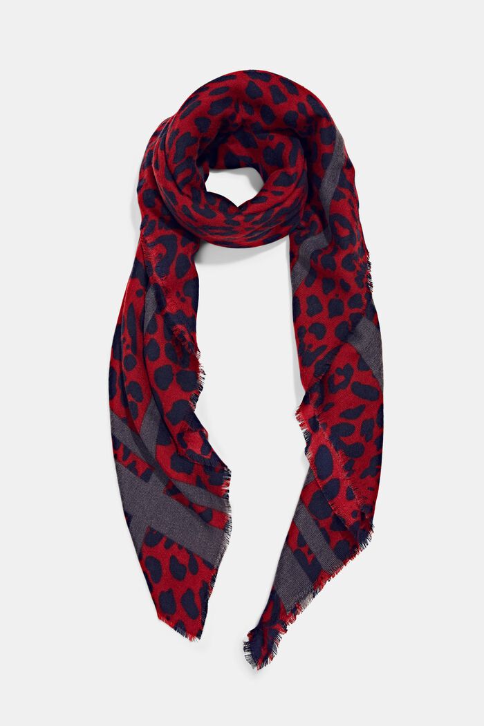 Gerecycled: sjaal met luipaardlook, DARK RED, overview