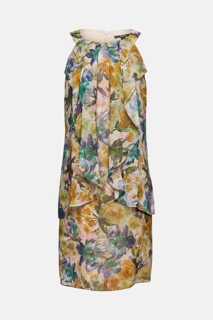 Gerecycled: chiffon jurk met bloemenmotief, OFF WHITE, detail image number 6