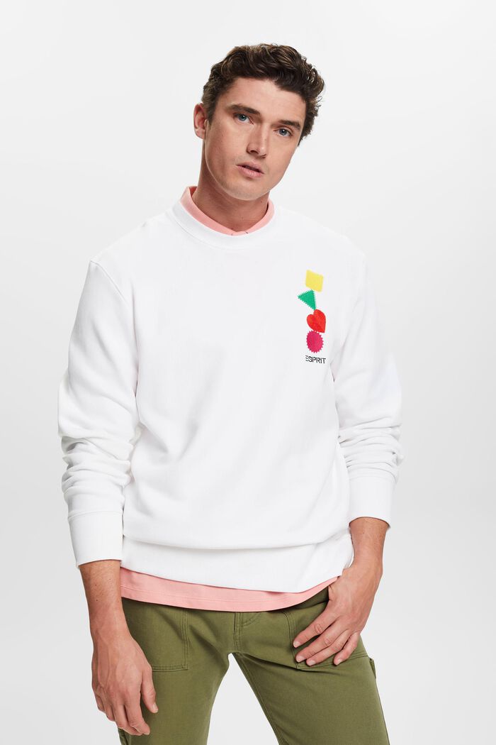 Sweatshirt met logoborduursel, WHITE, detail image number 0