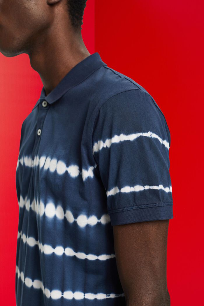 Polo en coton effet tie and dye, NAVY, detail image number 2