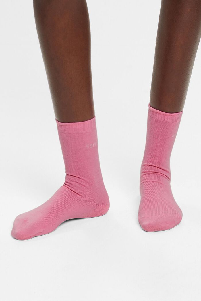 Set van 2 paar sokken met gebreid logo, organic cotton, ROSE, detail image number 2