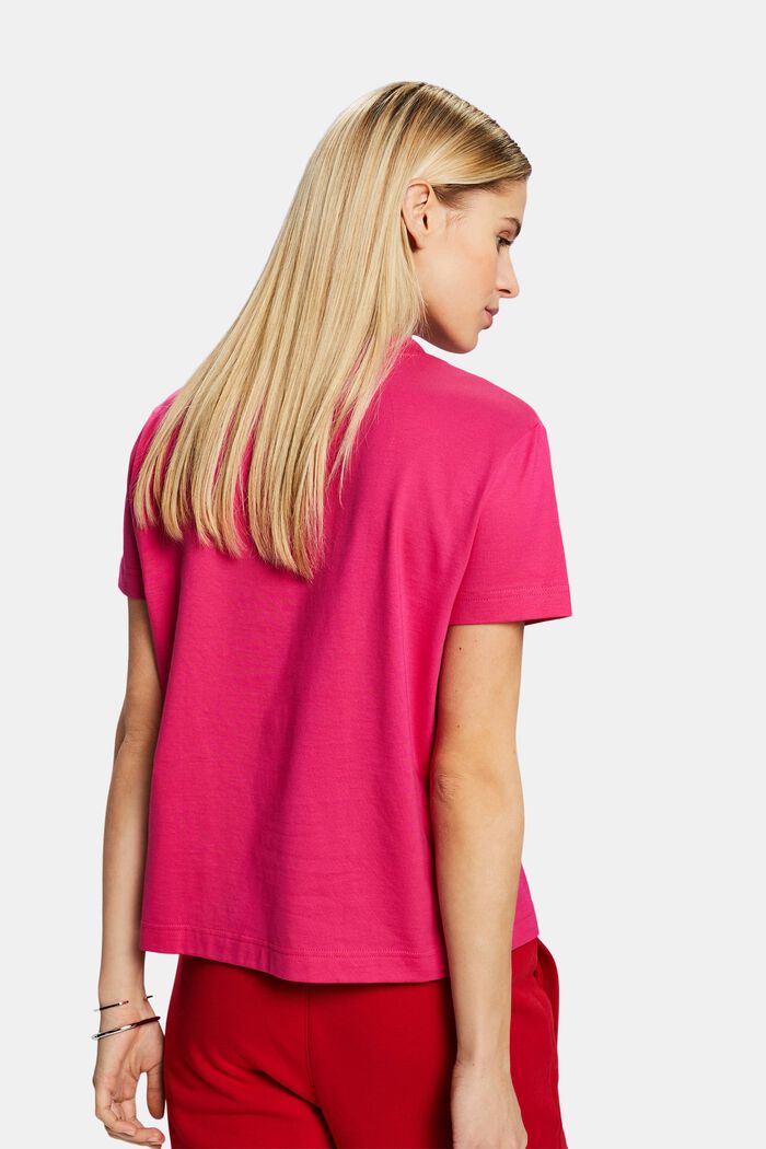 T-shirt à encolure ronde en coton Pima, PINK FUCHSIA, detail image number 2