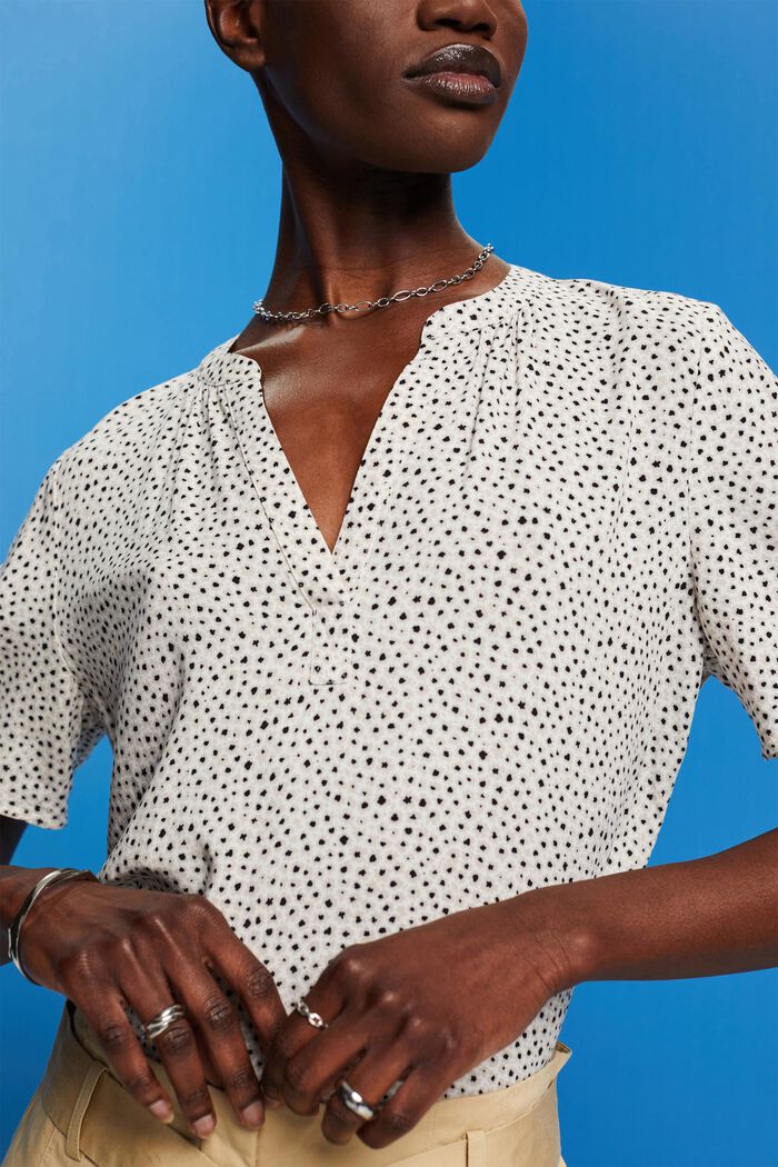 Gebloemde blouse met hals met split, NEW WHITE, detail image number 2