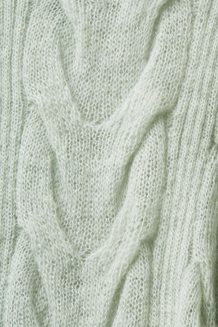 Gebreide trui met kabelpatroon en turtleneck, LIGHT AQUA GREEN, detail image number 6