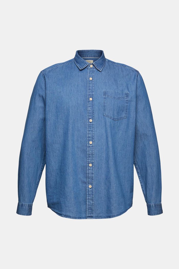 Denim overhemd met borstzak, BLUE MEDIUM WASHED, overview