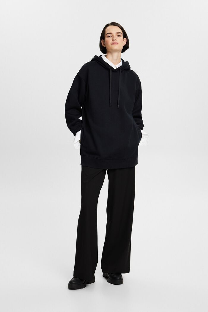 Oversized hoodie van katoenen fleece, BLACK, detail image number 6