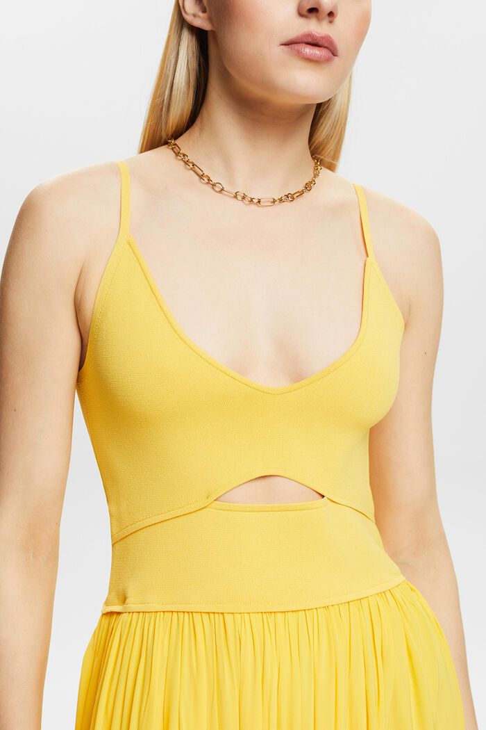 Midi-jurk met cut-out, SUNFLOWER YELLOW, detail image number 3