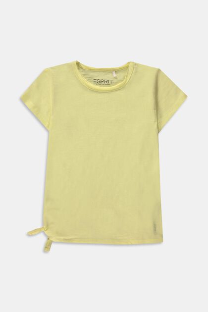 T-shirt met strikdetail opzij, LIME YELLOW, overview