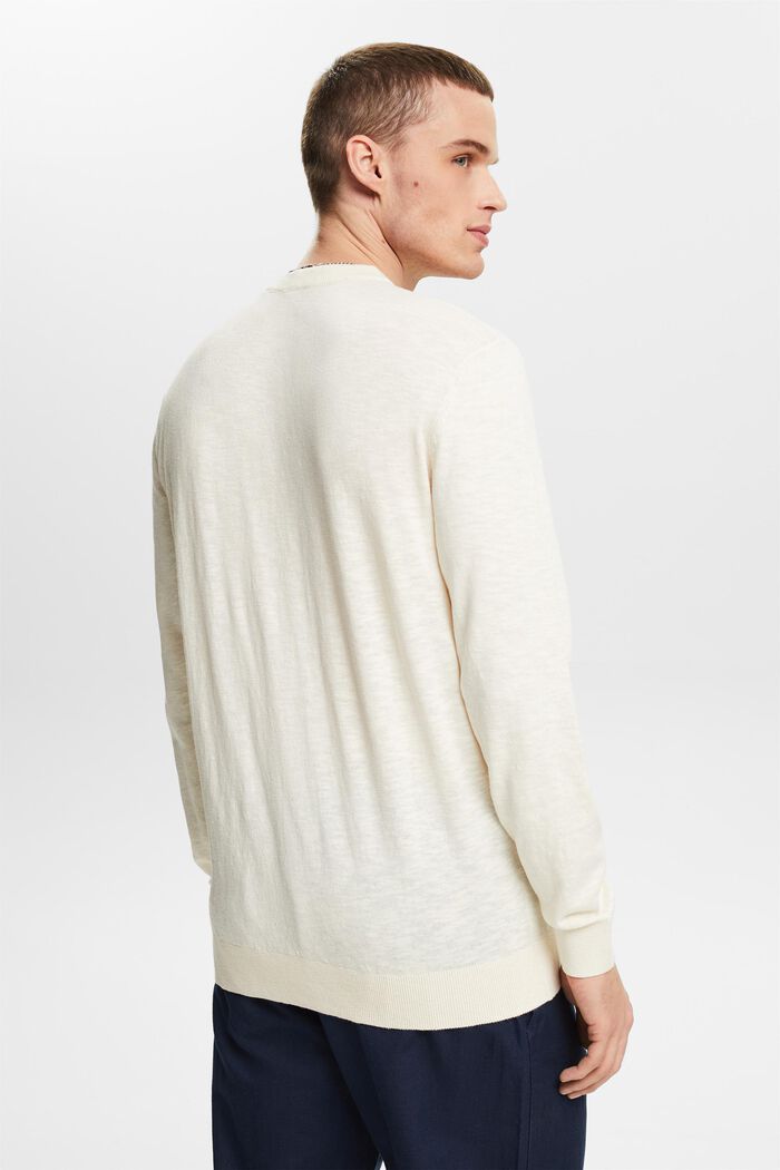 Sweater van katoen en linnen met ronde hals, CREAM BEIGE, detail image number 2