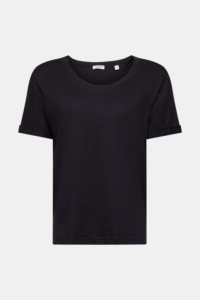 T-shirt van slubkatoen met ronde hals, BLACK, detail image number 6