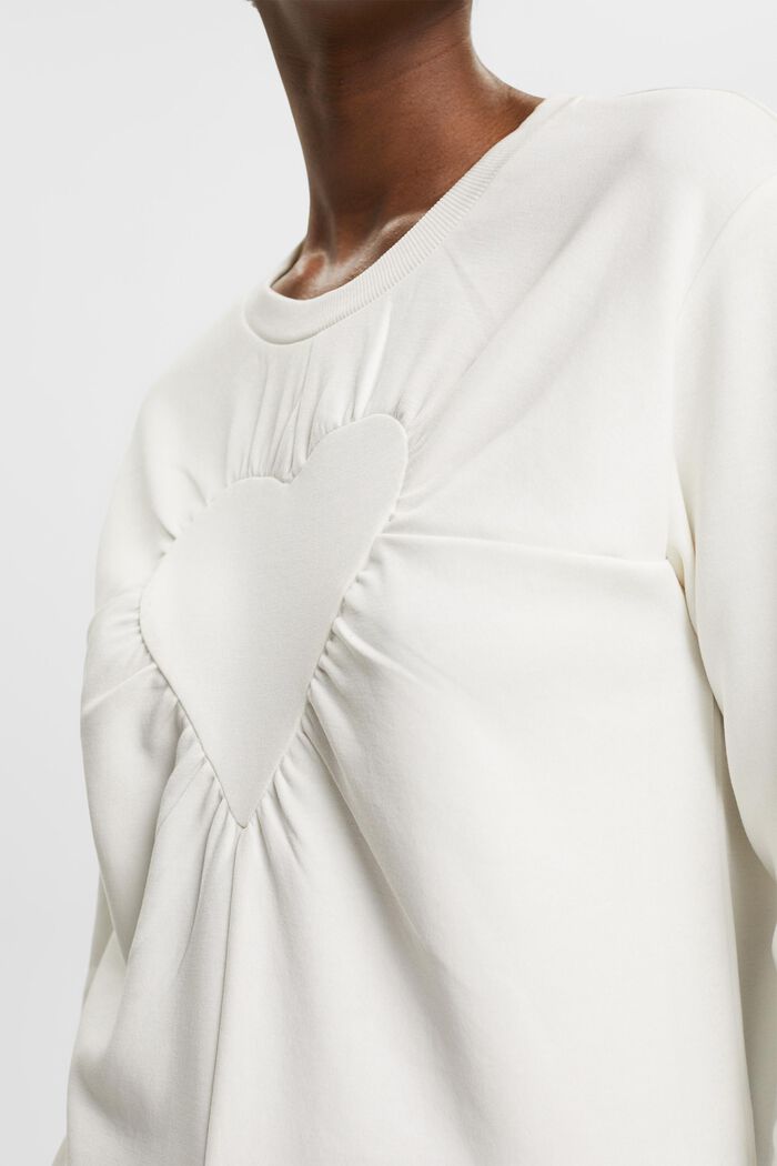 Sweat-shirt à cœur appliqué, OFF WHITE, detail image number 2