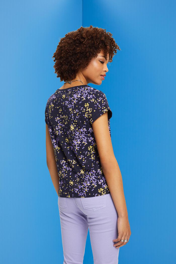Katoenen shirt met bloemenprint, NAVY, detail image number 3