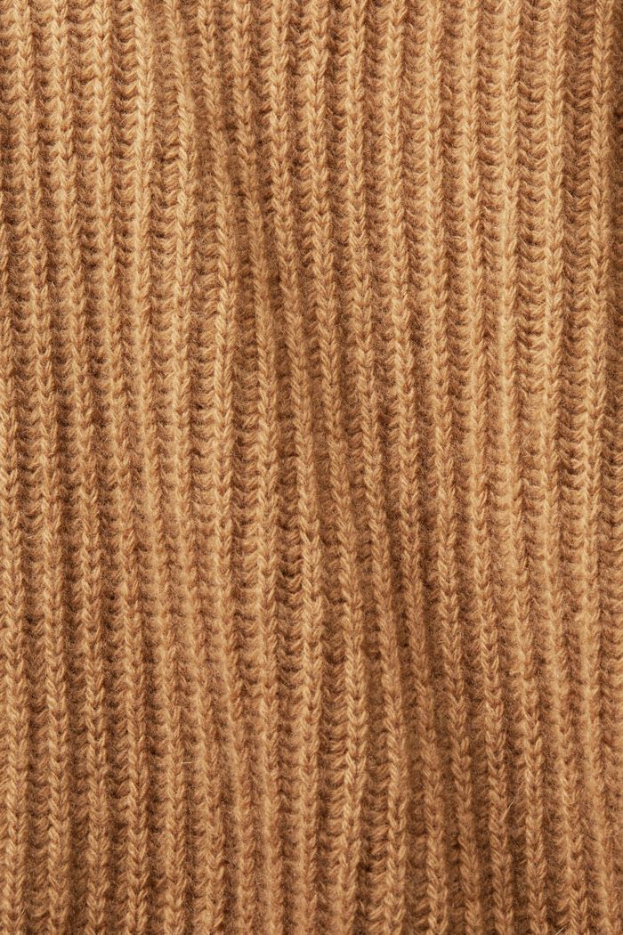 Ribgebreide trui met turtleneck, CARAMEL, detail image number 5