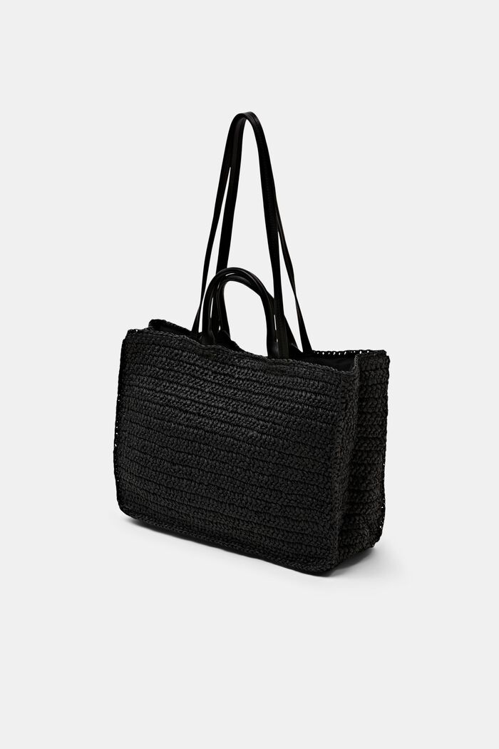 Grand sac fourre-tout en crochet, BLACK, detail image number 2