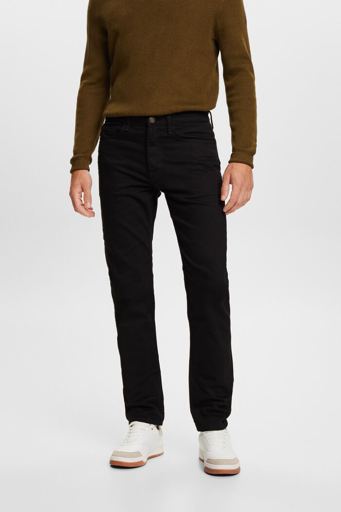 Jeans met middelhoge taille en rechte pijpen, BLACK RINSE, detail image number 0