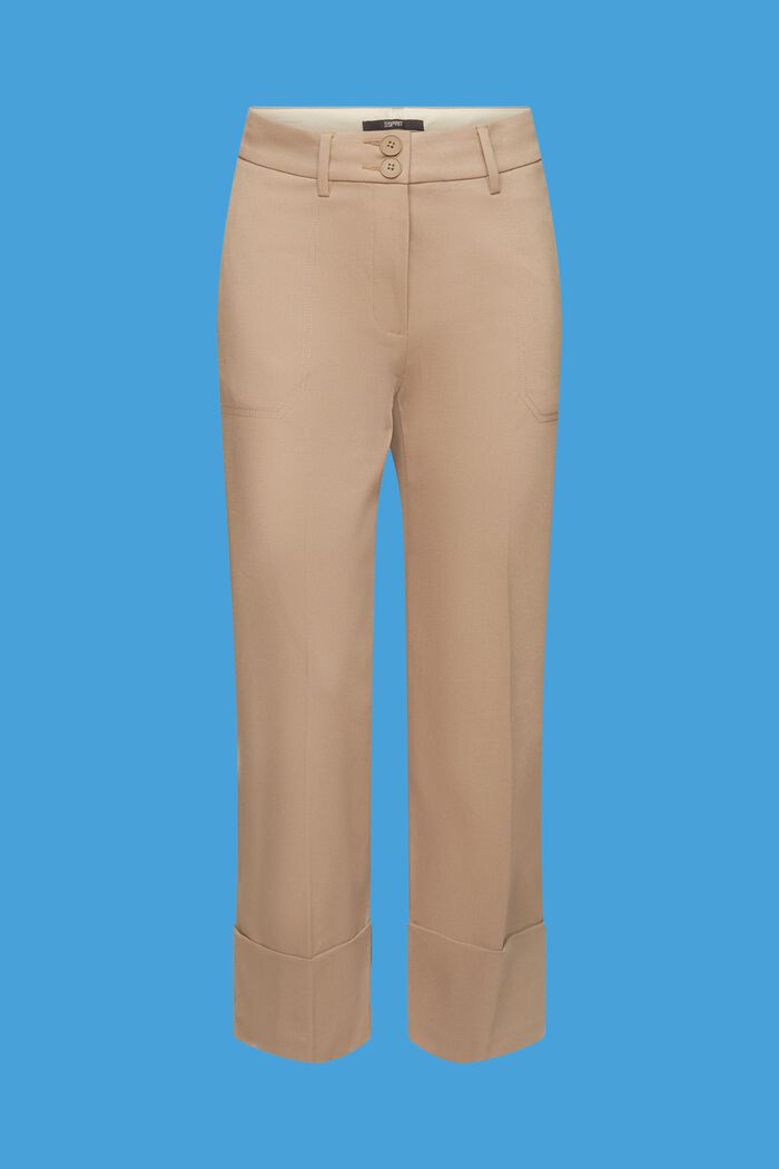 Pantalon en twill raccourci, TAUPE, detail image number 7
