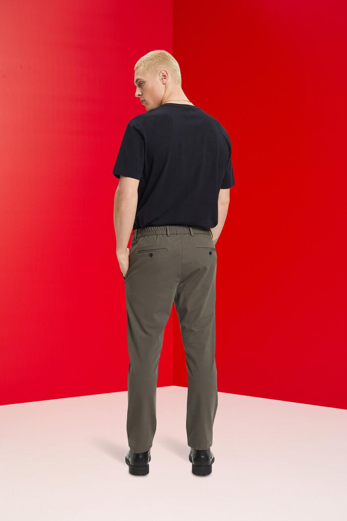 Pantalon van piqué-jersey, DARK KHAKI, detail image number 3