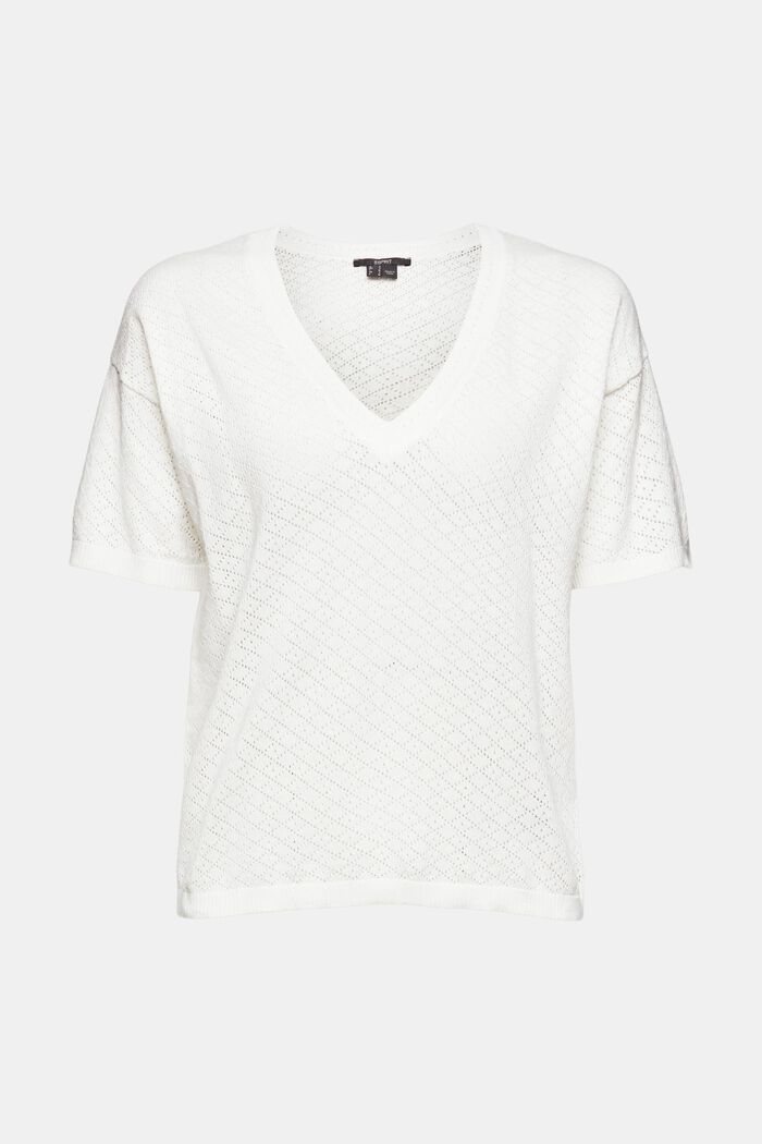 Met linnen: shirt met ajourpatroon, WHITE, detail image number 5