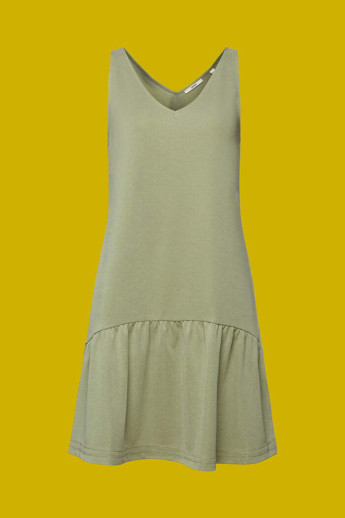 Jersey jurk met volants als zoom, TENCEL™, LIGHT KHAKI, detail image number 6