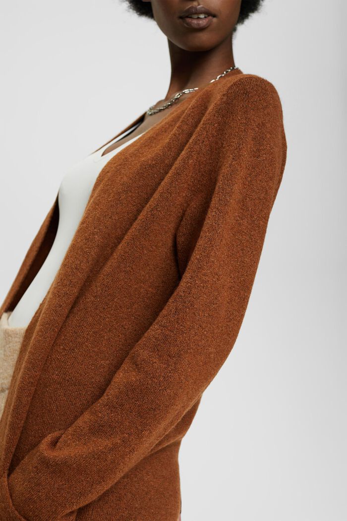 Cardigan en fine maille de laine mélangée, TOFFEE, detail image number 2