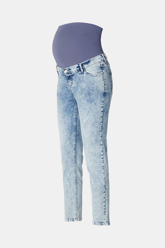 Cropped jeans met band over de buik, LIGHT WASHED, overview