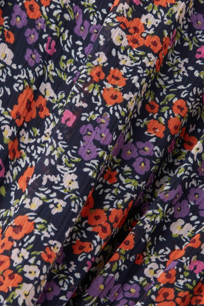 Mini-robe à motif fleuri et taille smockée, NAVY, detail image number 1
