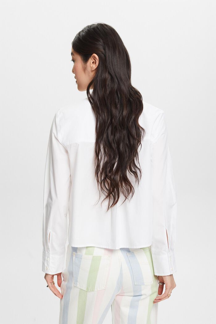 Cropped popeline blouse, WHITE, detail image number 2