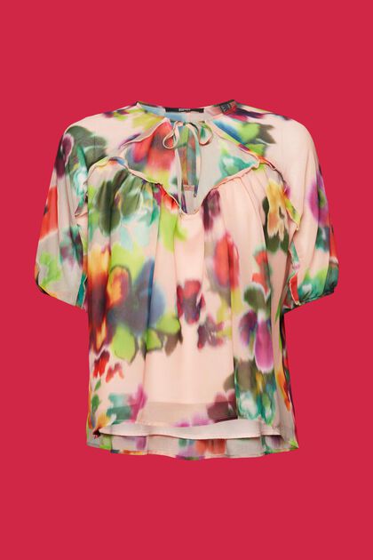 Chiffon blouse met bloemenprint