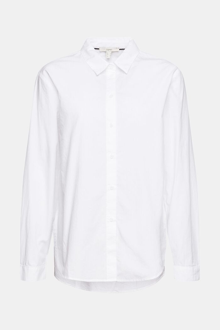 Oversized overhemdblouse van katoen, WHITE, overview