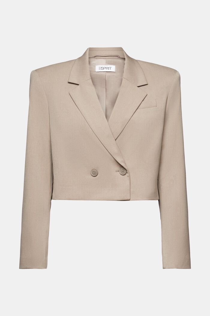 Cropped double-breasted blazer, LIGHT TAUPE, detail image number 5