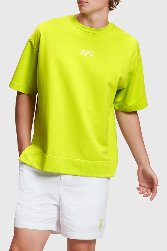 Sweatshirt met comfortabele pasvorm en neonkleurige print, LIME YELLOW, detail image number 0
