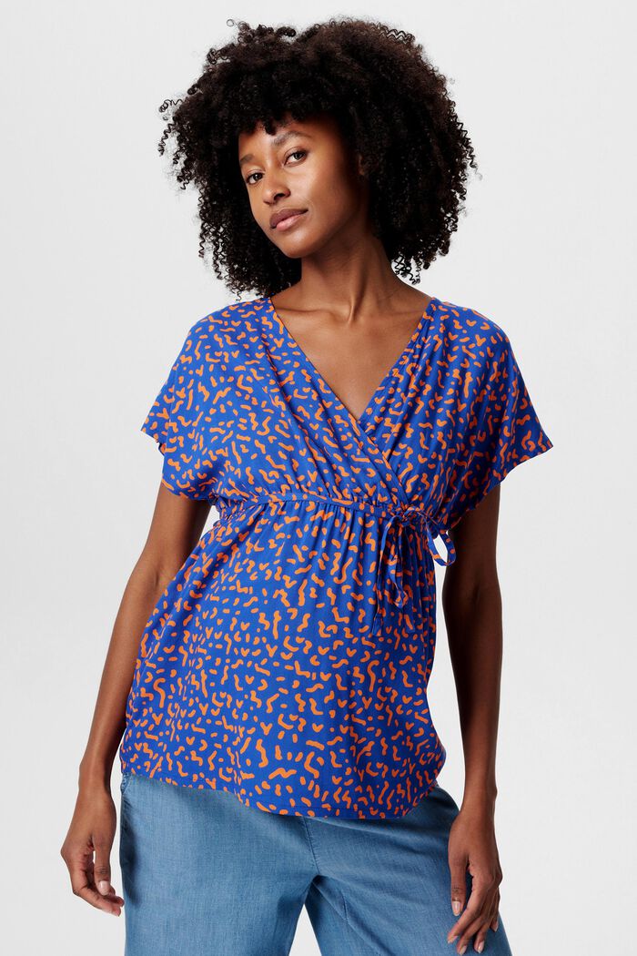 MATERNITY blouse met print en V-hals, ELECTRIC BLUE, detail image number 0