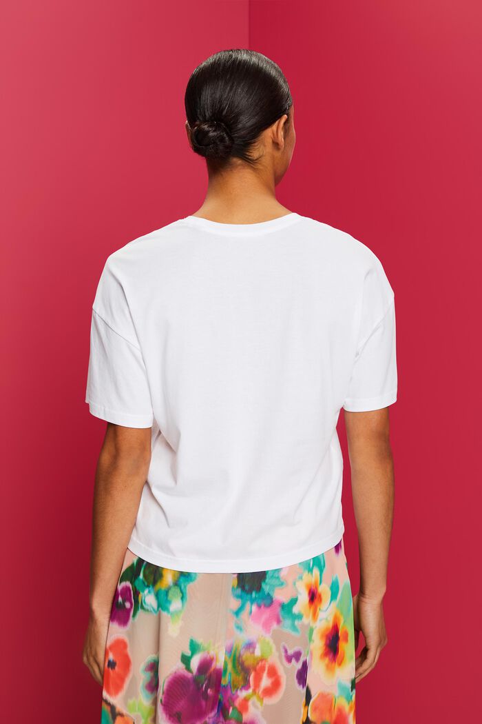 T-shirt de coupe oversize raccourcie, 100 % coton, WHITE, detail image number 3