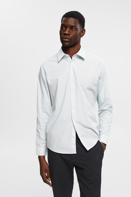 Chemise en coton à motif de coupe Slim Fit, WHITE, overview