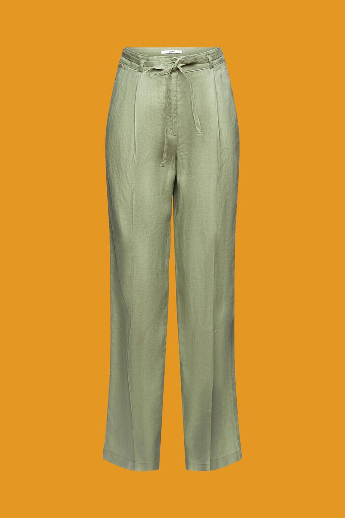 Pantalon en lin à jambes larges, LIGHT KHAKI, detail image number 6