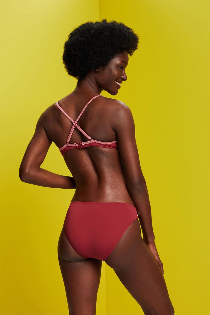 Driekleurige gewatteerde bikinitop met beugels, DARK RED, detail image number 2