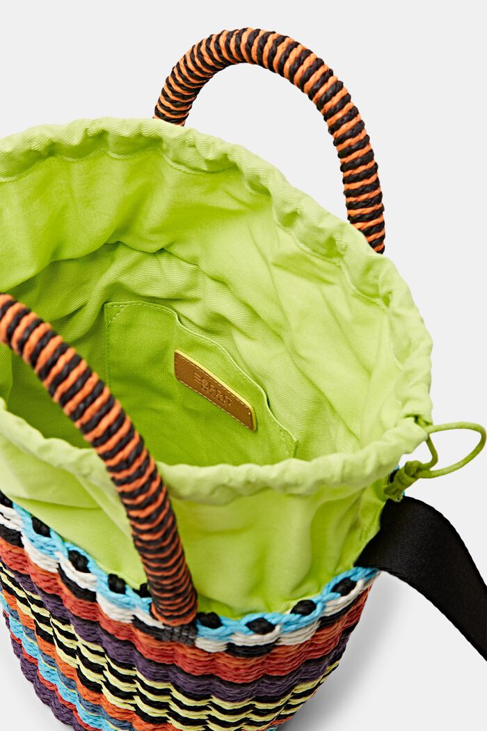 Raffia bucket bag met hengsels aan de bovenkant, MULTI COLOUR, detail image number 1
